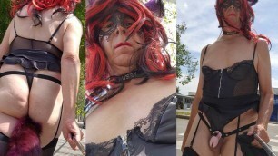 COSPLAY CHASTITY CAGE WALKING BY SISSYKAT