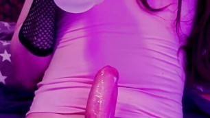 Solo Big dick Trans girl edges with a Fleshlight until cumming