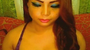 Sweet Busty Filipino Shemale Jerking off