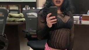 Tgirl whore teases her boy pussie and femme stick  - sissy