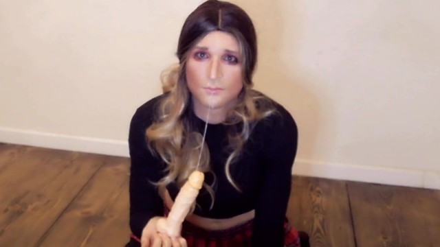 pathetic sissy whore slut gags and cries on cam