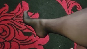 A Black Nylon Stocking Foot Play