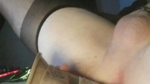 Huge dildo in sissy ass