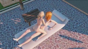 Shemale fucks girl in the pool - Hot Summer Sex, 3D Futanari Porn