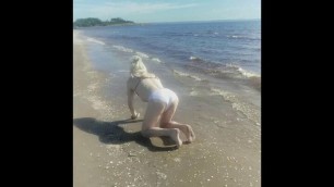 MissRose TS - Swedish Midsummer Greeting - Stunning Blonde Shemale Beach Outdoors Modeling Pose Tease Nude Bikinitop WOW