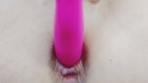 Huge anal dildo penetration shemale