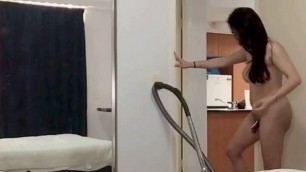 naked big boobs shemale sexy dance while cleaning her room