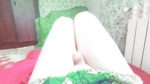 SMOOTH LEGS CUTE LITTLE COCK PRE-CUMMING MASTURBATION LADYBOY WHITE PURE SKIN SHEMALE