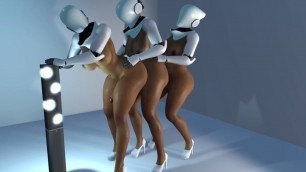 Three Shemale Robots anal train fucking: Haydee Porn Parody